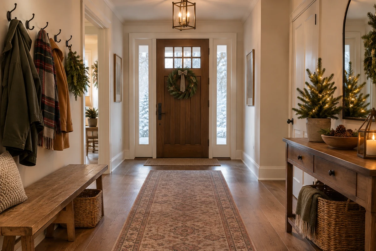 A clear hallway ready to welcome Christmas guests