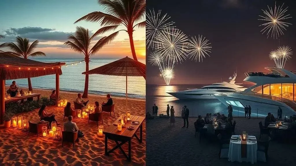 A conceptual comparison of a beach dinner and a marina celebration A conceptual comparison of a beach dinner and a marina celebration