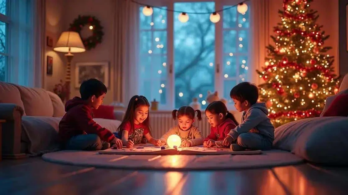 A family enjoying a Christmas learning activity