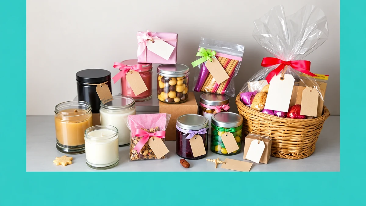 A homemade Christmas hamper with plain jars A homemade Christmas hamper with plain jars