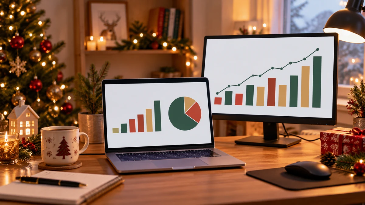 A household budgeting workspace with two screens