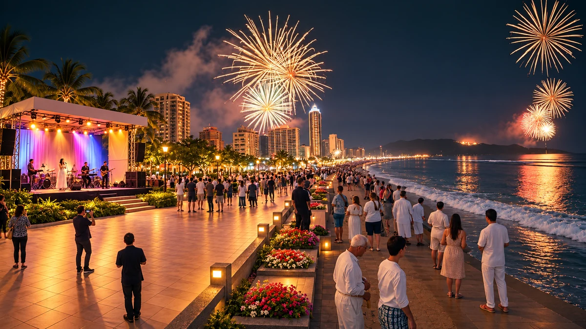 A live band performing beside a pedestrian seafront promenade A live band performing beside a pedestrian seafront promenade