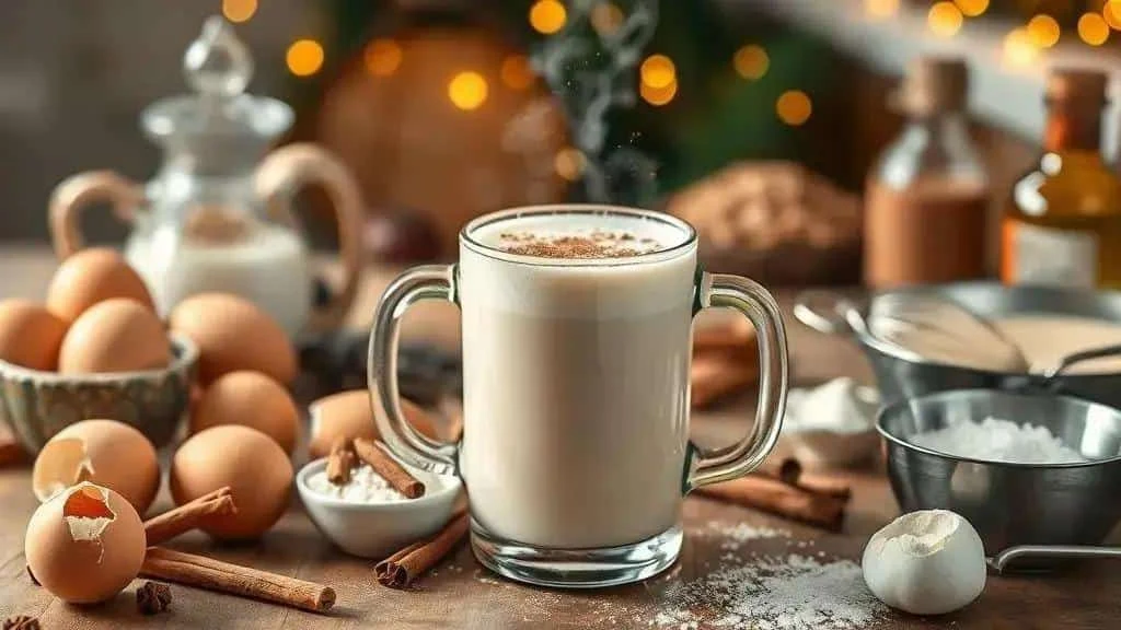 A mug of creamy gemada with eggs, milk and cinnamon