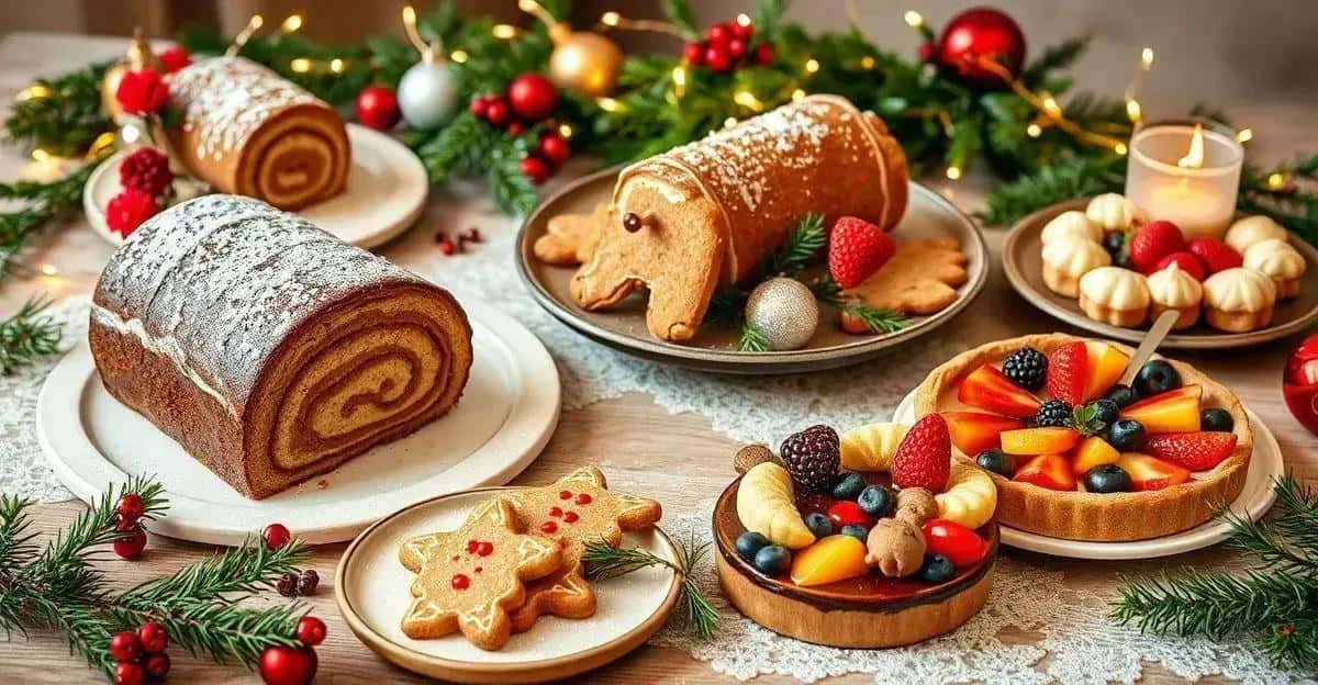 A selection of Christmas cakes biscuits and fruit tarts A selection of Christmas cakes biscuits and fruit tarts