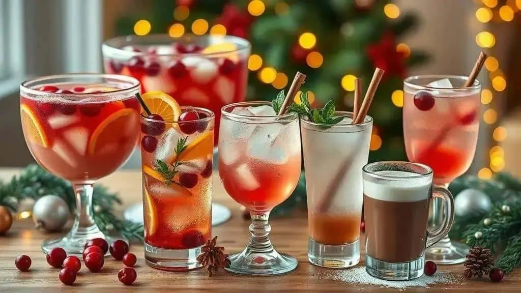 A selection of colourful alcohol-free Christmas drinks