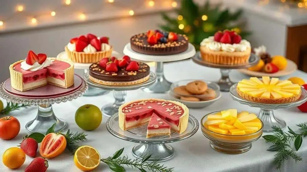A selection of fruit tarts and creamy Christmas desserts