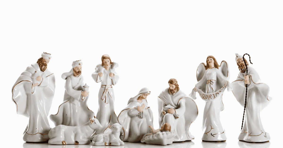 A set of white porcelain Nativity figures