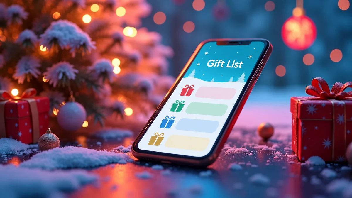 A smartphone for organising Christmas gift ideas