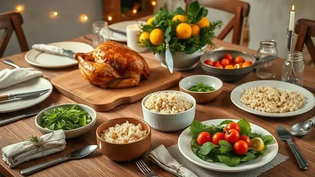 A table set for Christmas dinner