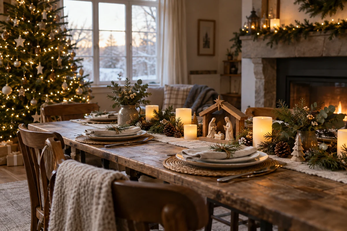 A welcoming Christmas table prepared for family blessings