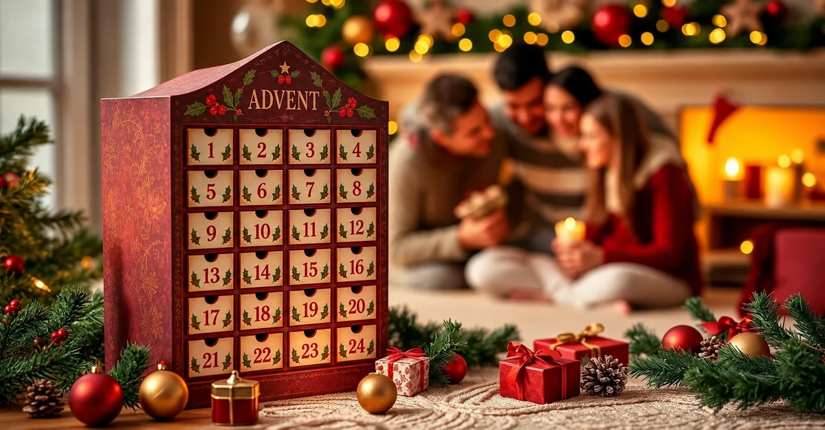 A wooden Advent calendar with 24 numbered drawers