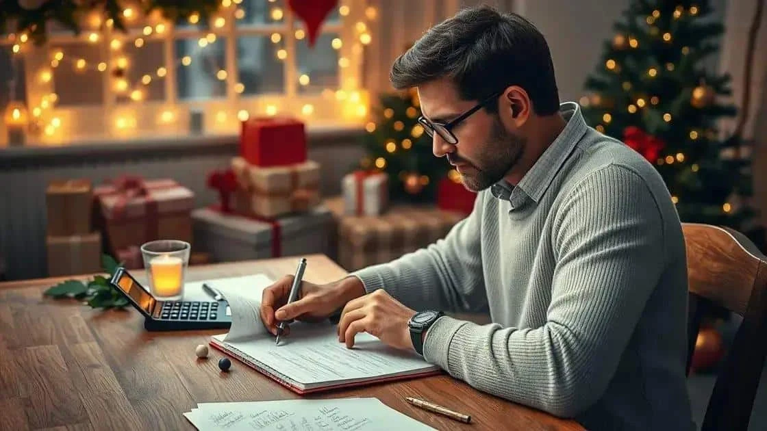 Adult writing in a notebook beside a calculator