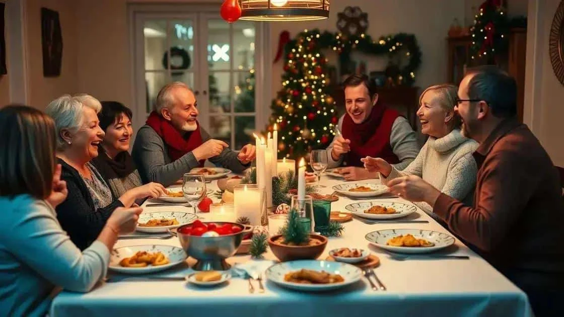 Adults enjoying a festive meal together