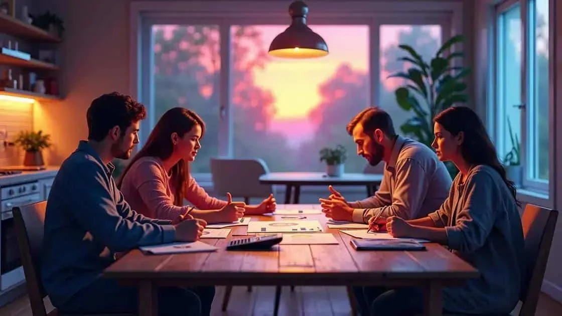 Adults planning household finances together