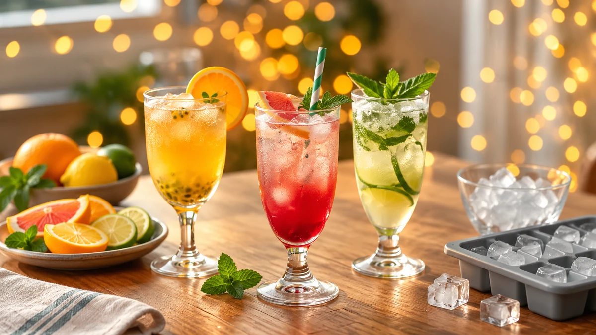 Alcohol-free fruit drinks with citrus and mint