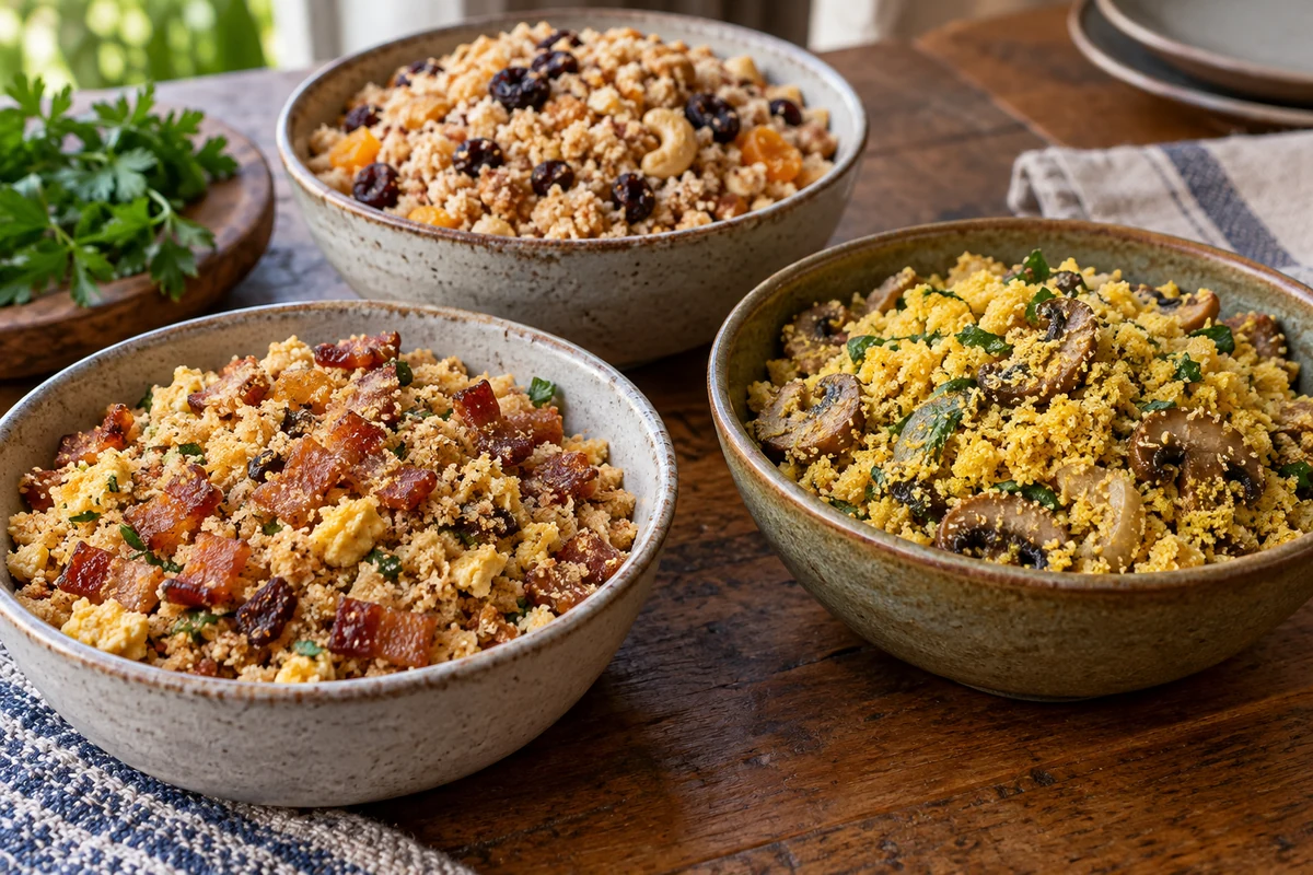 Assorted Brazilian farofa side dishes
