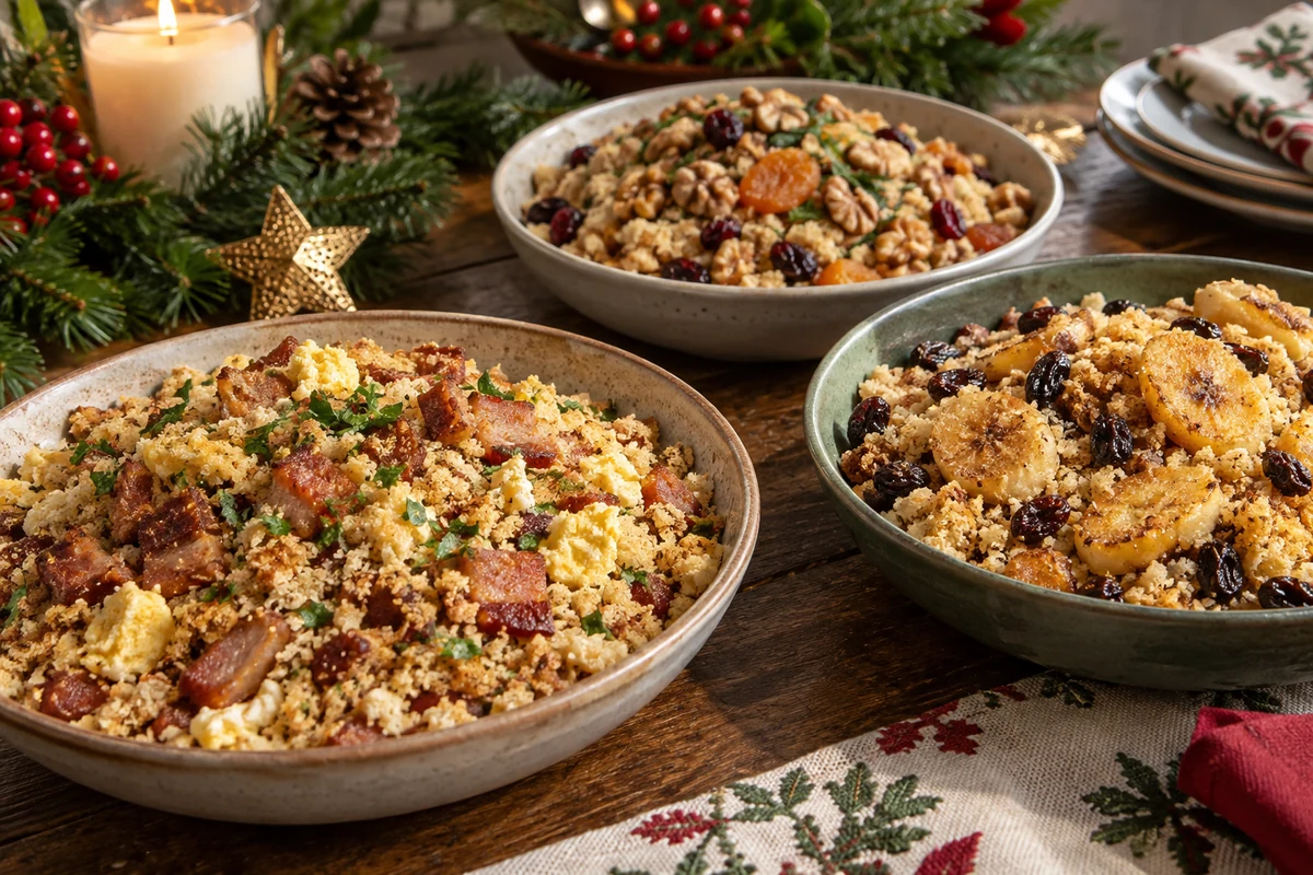 Assorted Christmas farofa dishes