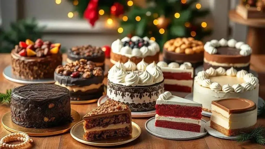 Assorted festive cakes