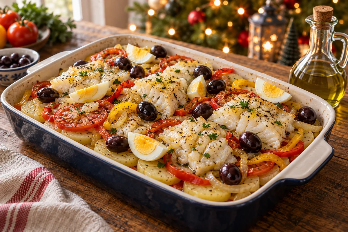 Bacalhoada with potatoes, peppers and eggs Bacalhoada with potatoes, peppers and eggs