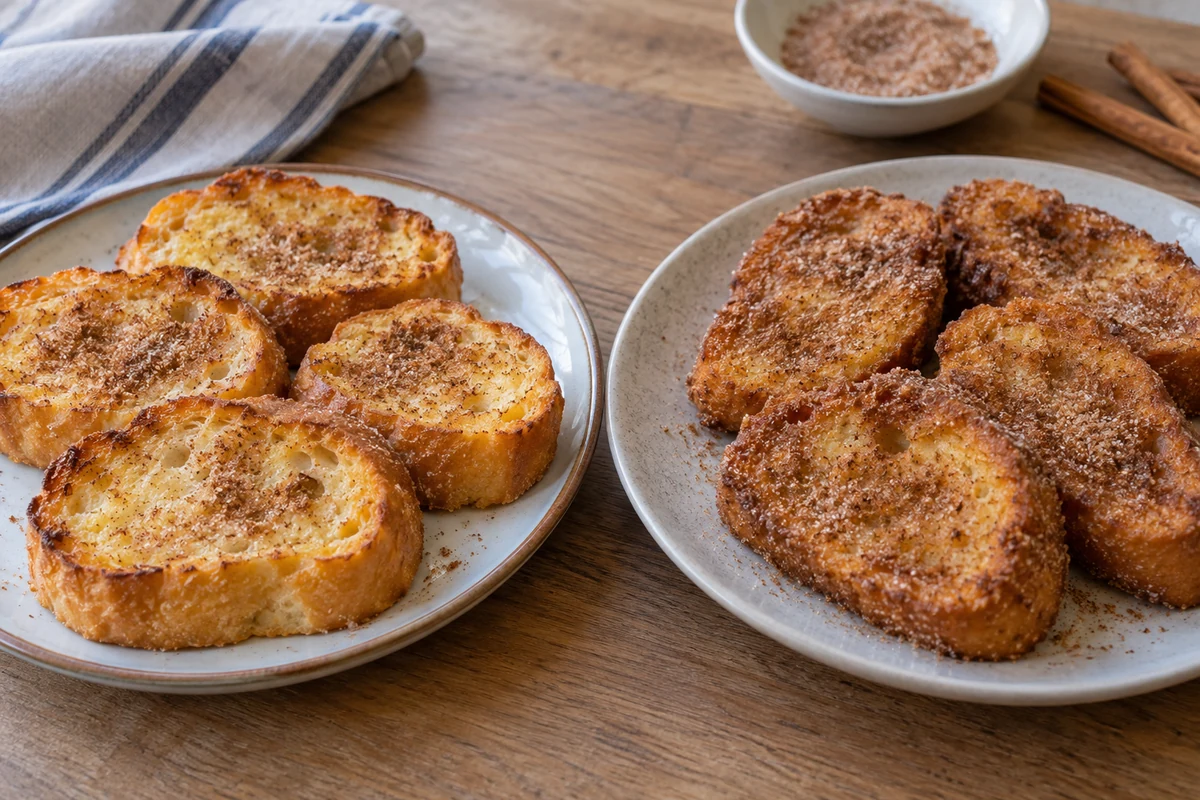 Baked and fried rabanada made with slices of bread