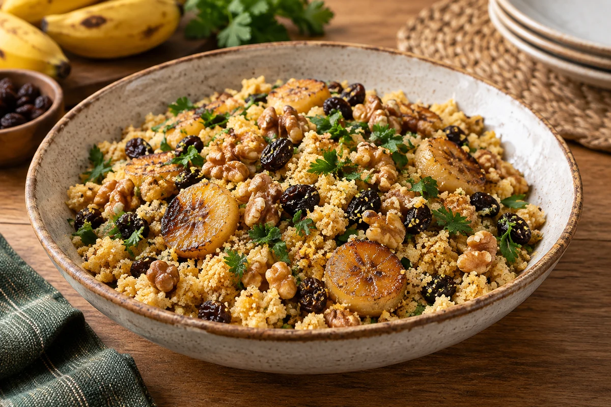 Banana and raisin farofa