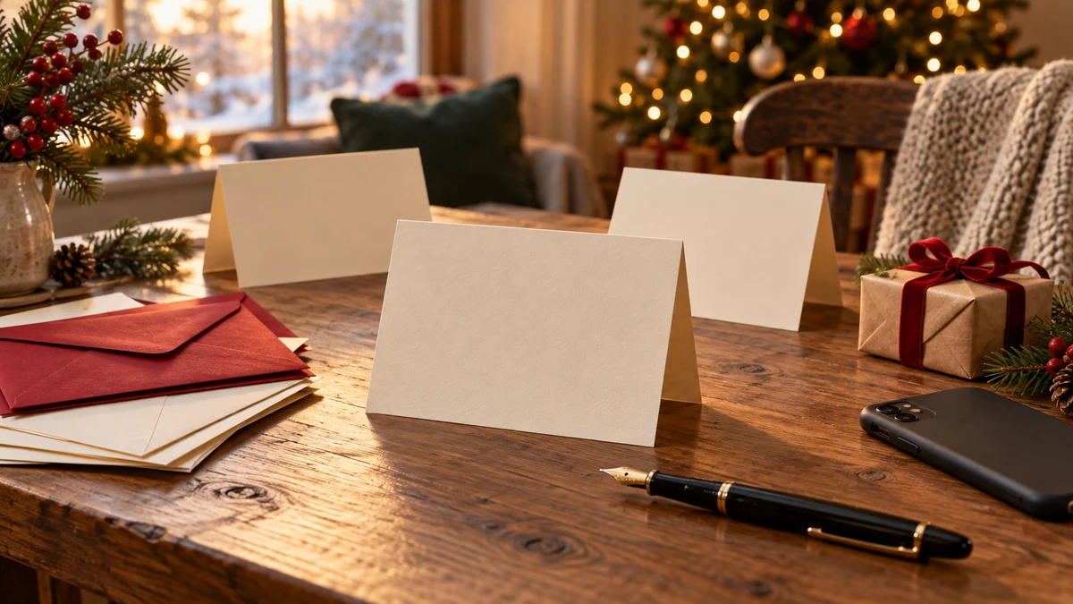 Blank Christmas cards and envelopes ready for a personal greeting