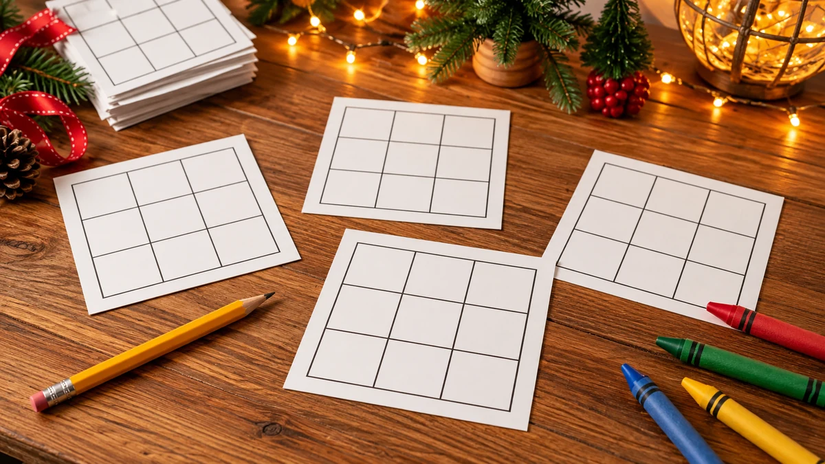 Blank three by three grids for planning homemade bingo cards