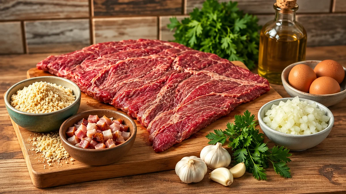 Boneless tri-tip and farofa stuffing ingredients Boneless tri-tip and farofa stuffing ingredients