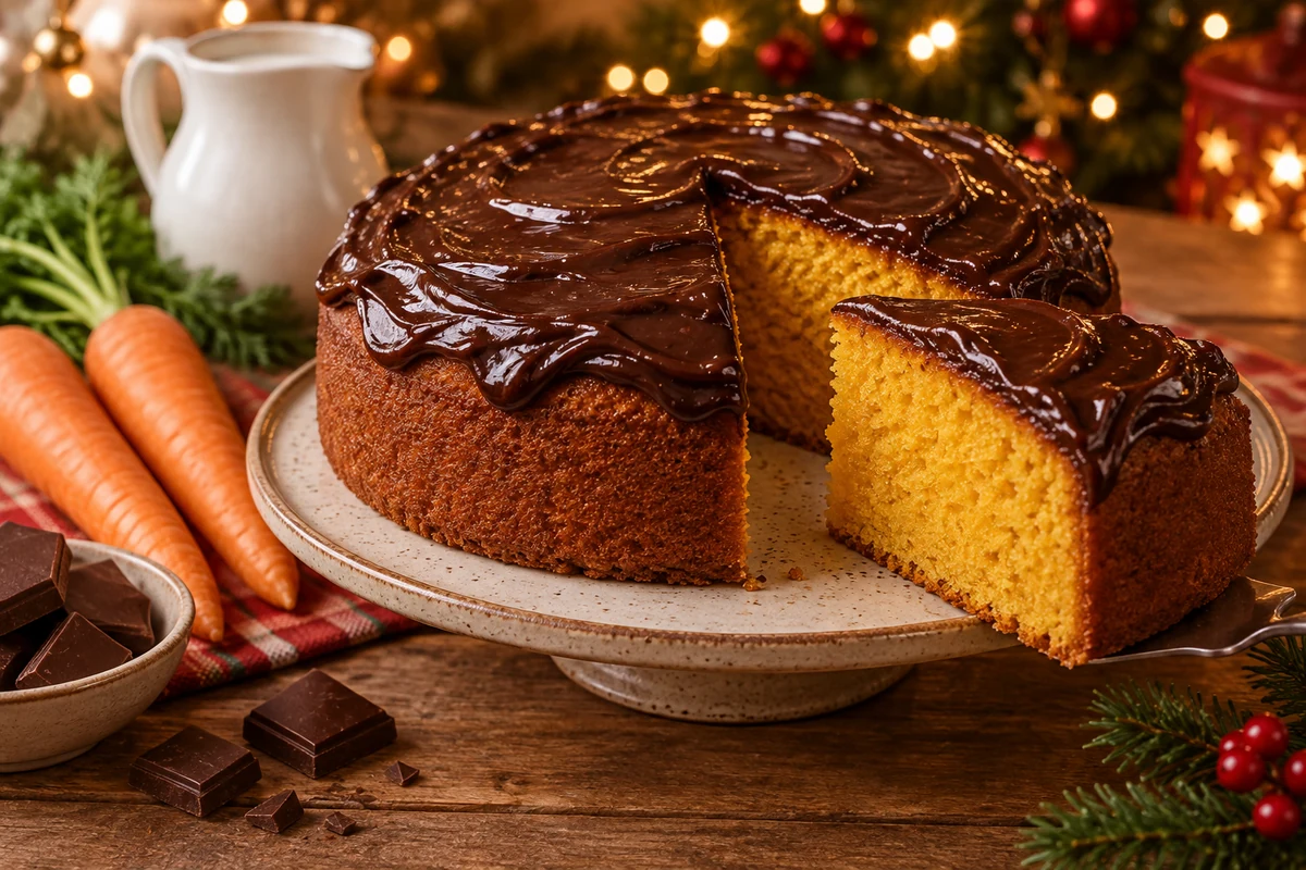 Brazilian carrot cake with chocolate topping