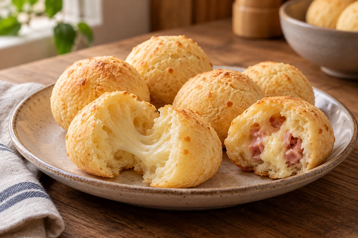 Brazilian cheese breads with cheese and ham fillings Brazilian cheese breads with cheese and ham fillings