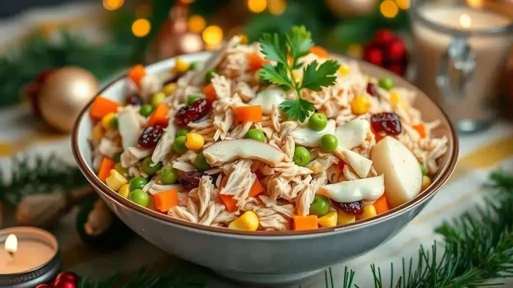 Brazilian chicken salpicao with apple sweetcorn and raisins