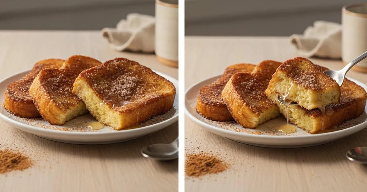 Brazilian cinnamon rabanada with a sliced centre