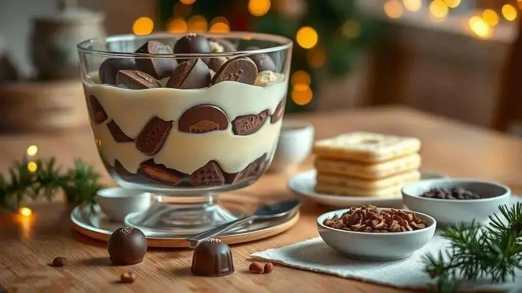 Brazilian dessert with wafer chocolates and biscuits