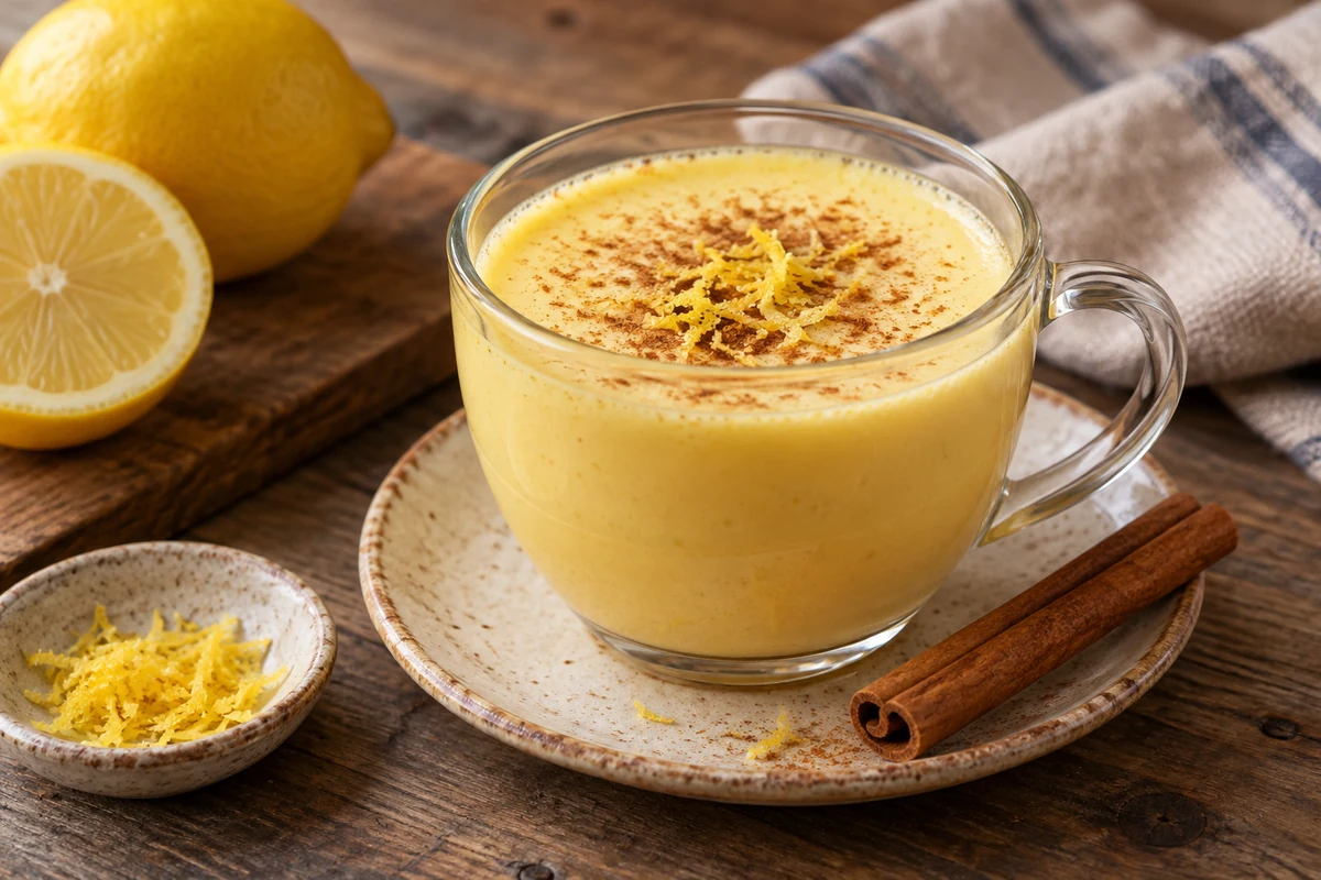 Brazilian gemada with cinnamon and lemon zest