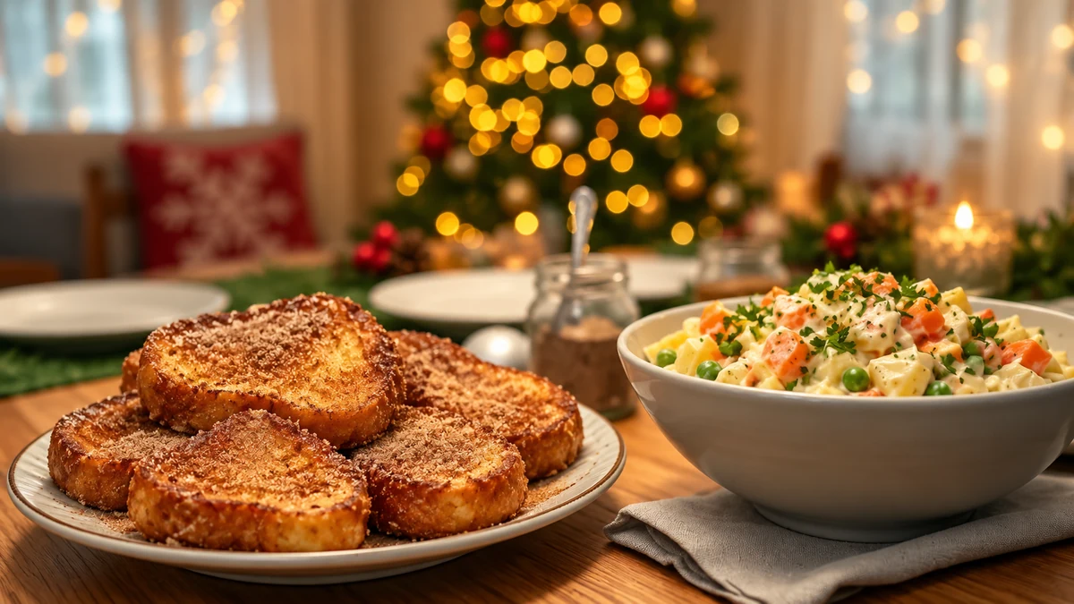 Brazilian rabanada and potato salad for a festive meal