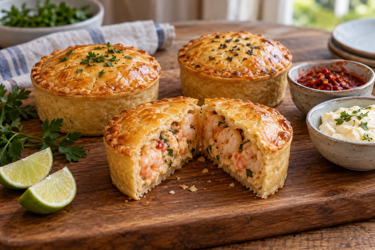 Brazilian round prawn empadas with cheese and chilli variations