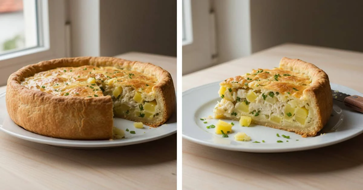 Brazilian salt cod pie with a golden crust