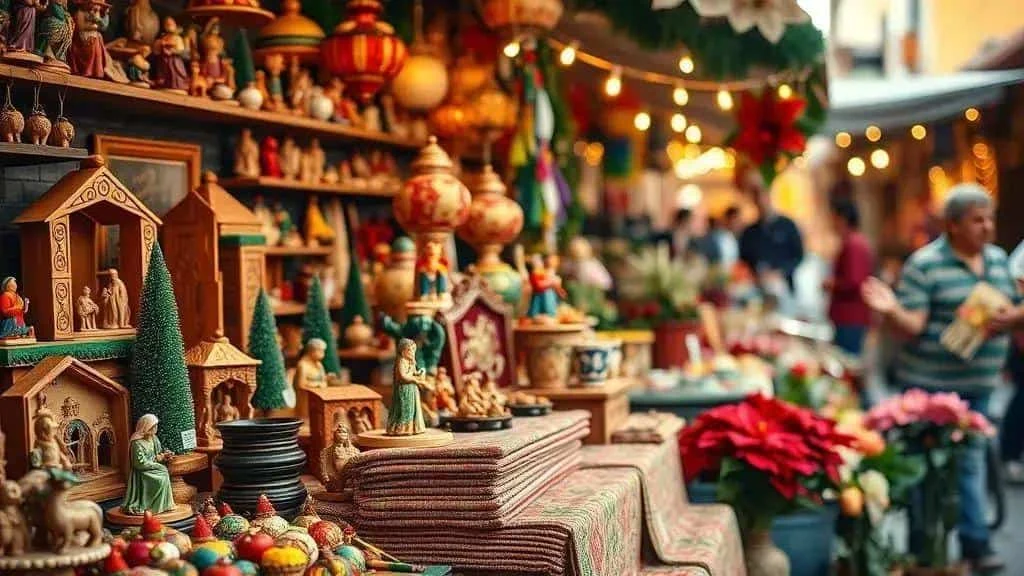 Browsing colourful crafts at a Mexican-style market