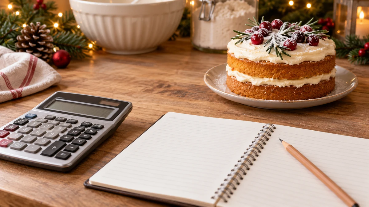 Calculator and notebook for planning cake prices