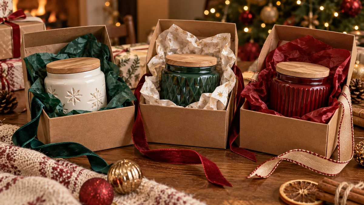 Candle jars packaged in gift boxes
