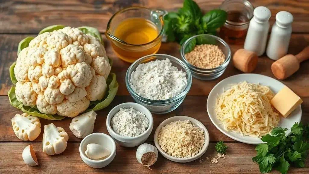 Cauliflower cheese milk and ingredients for a gratin
