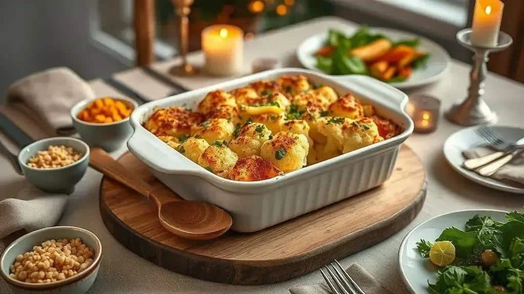 Cauliflower cheese with a golden topping