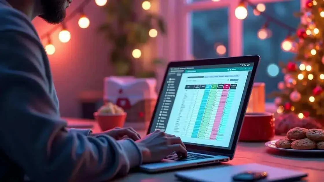 Checking a Christmas task list on a laptop