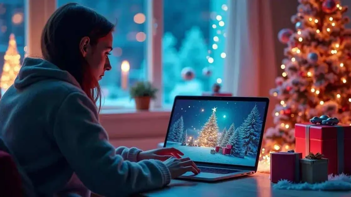 Checking Christmas gift ideas on a laptop Checking Christmas gift ideas on a laptop