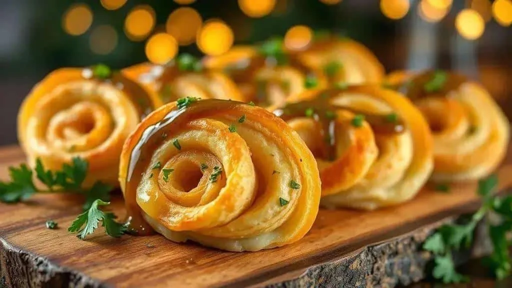 Cheese and chimichurri puff pastry pinwheels