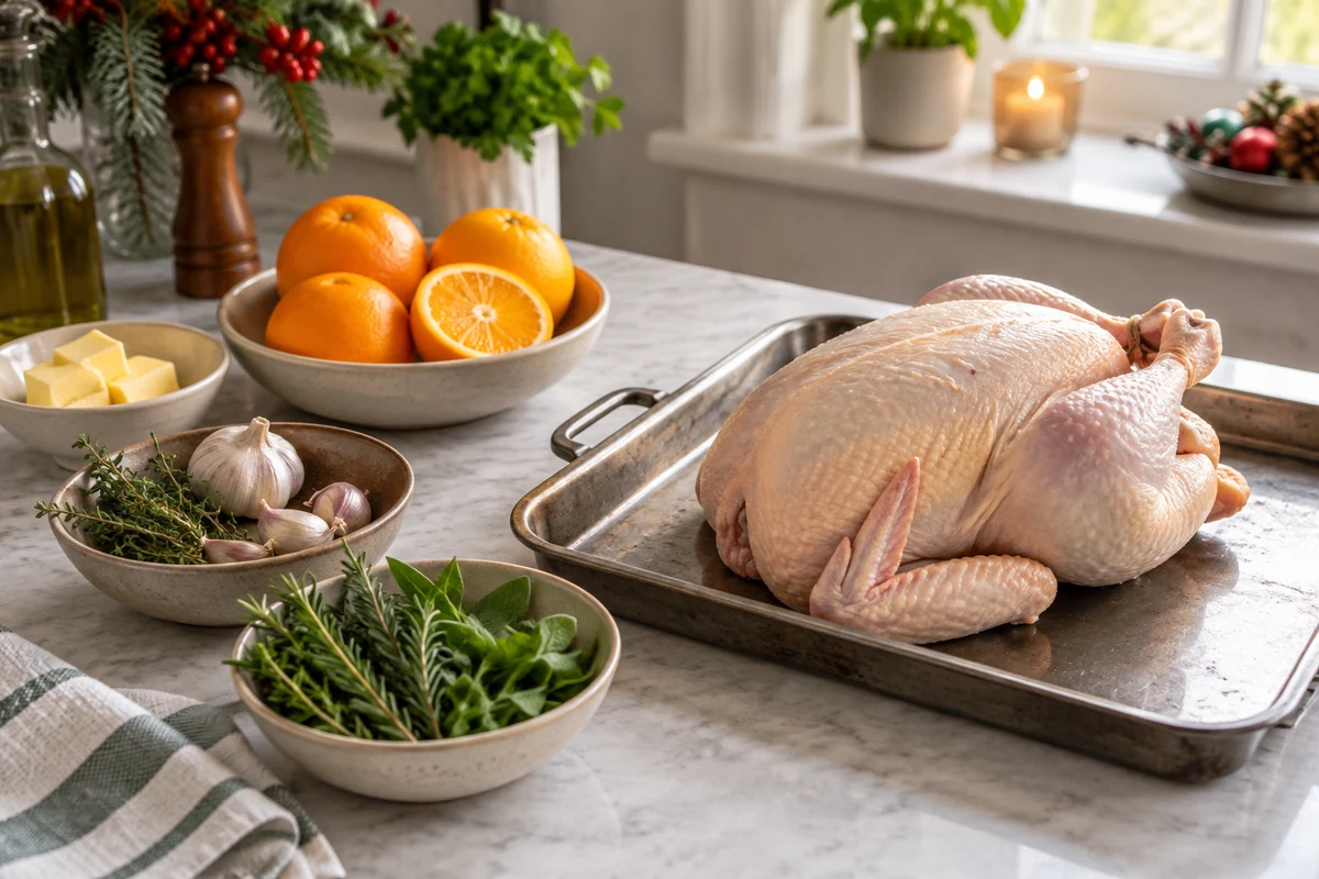 Chicken, orange and herb preparation ingredients