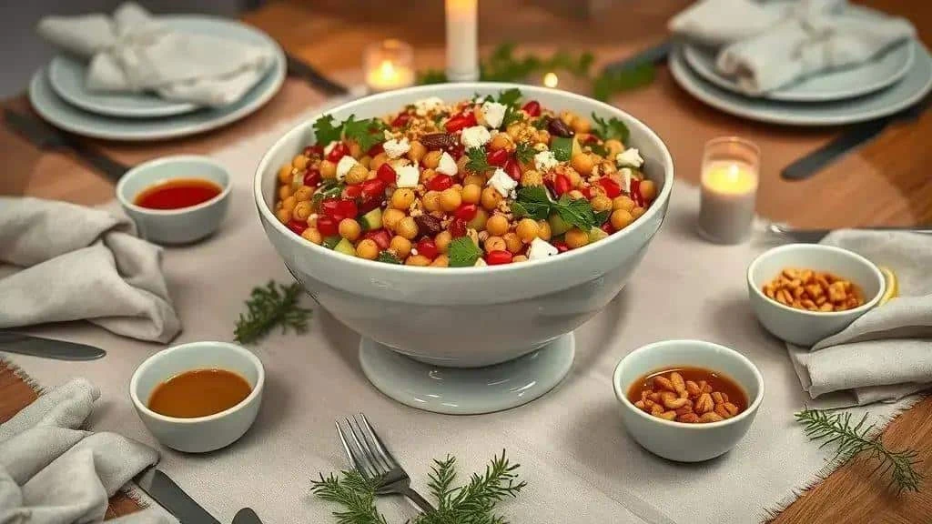 Chickpea salad served at a Christmas meal Chickpea salad served at a Christmas meal