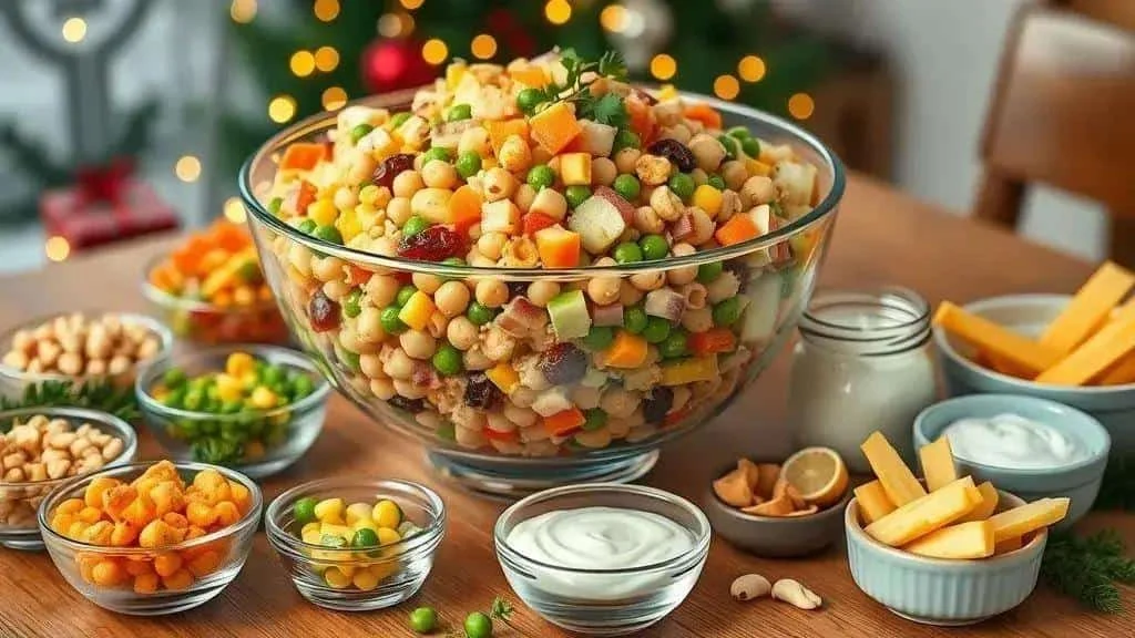 Chickpea salad with colourful vegetables