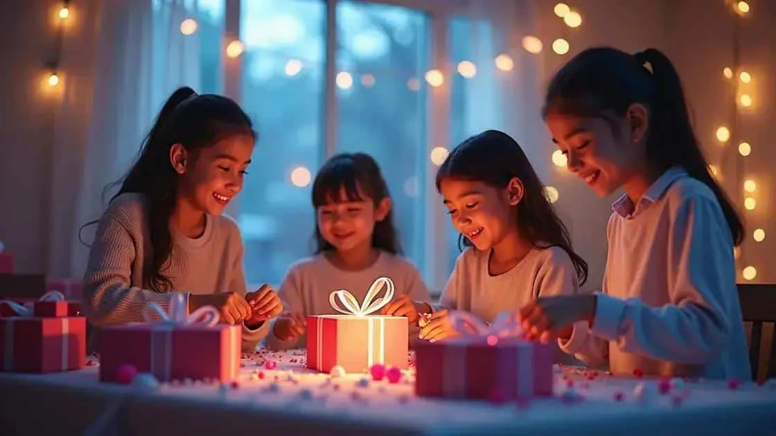Children and an adult wrapping presents