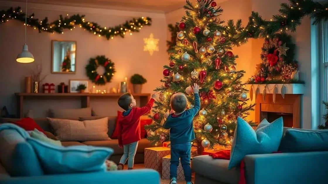Children decorating a Christmas tree Children decorating a Christmas tree